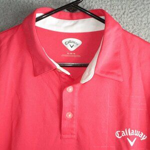 CALLAWAY MENS' GOLF POLO SHIRT PINK WHITE XL POLYESTER